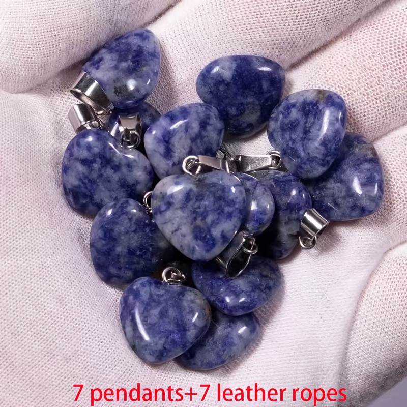 Natural Stone Heart-Shaped Pendant Set for DIY